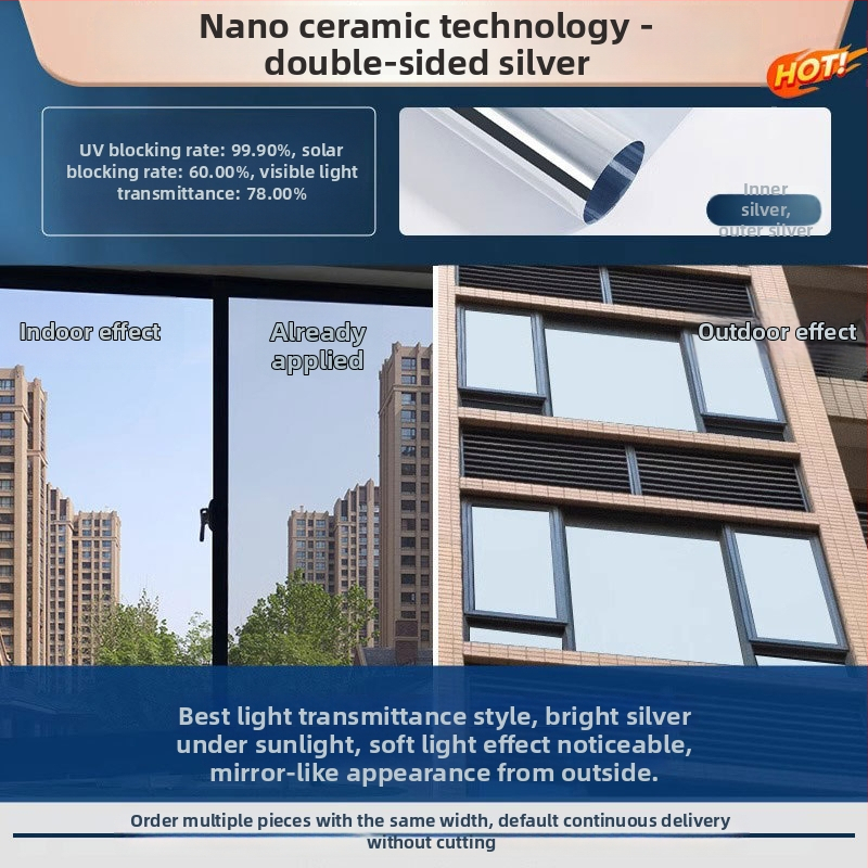 Jednostrani prozorska folija za privatnost, samoljepljiva PET, zaštita od sunca i izolacija, moderni minimalistički stil, pogodna za dnevni boravak, spavaću sobu, vanjske prostore, balkon i komercijalne prostore