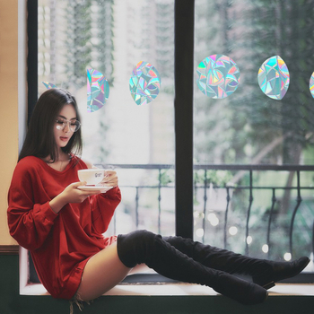 Polumjesečni elektrostatni PVC naljepnica za prozor s geometrijskim apstraktnim uzorkom za dnevni boravak i kupaonicu