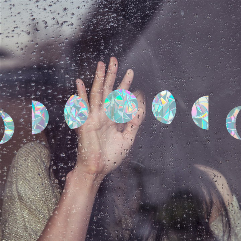 Polumjesečni elektrostatni PVC naljepnica za prozor s geometrijskim apstraktnim uzorkom za dnevni boravak i kupaonicu