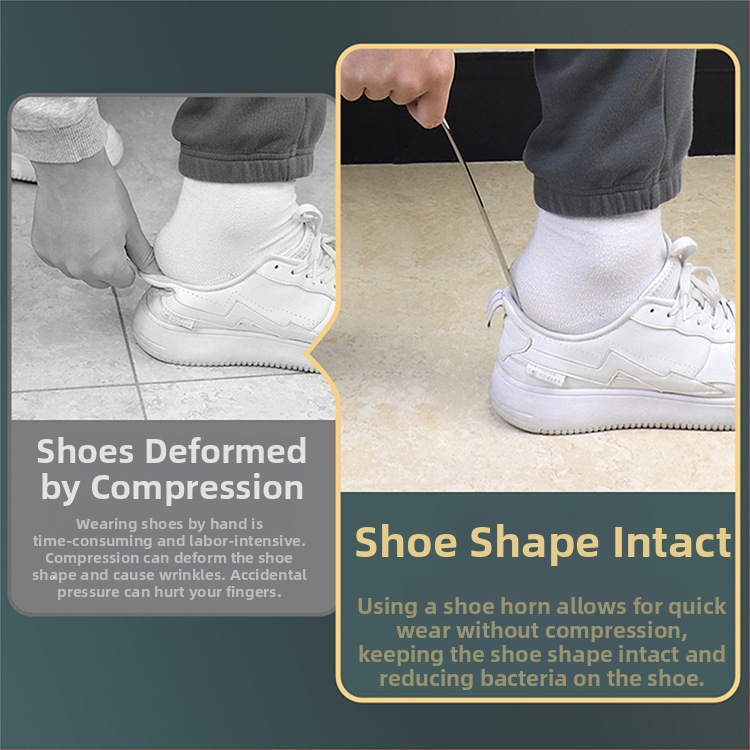 Shoehorn din oțel inoxidabil, design drept, îngroșat și extins, antiderapant