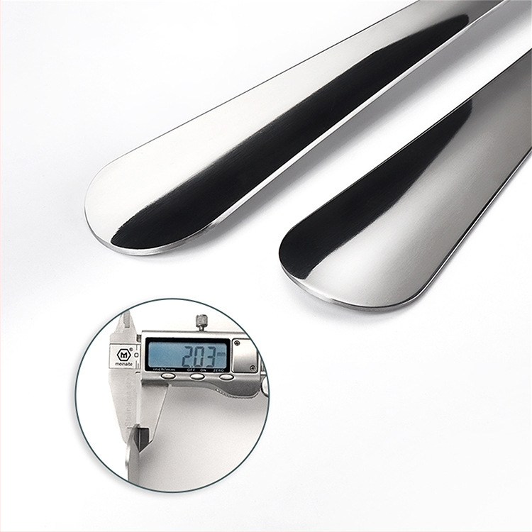 Shoehorn din oțel inoxidabil, design drept, îngroșat și extins, antiderapant