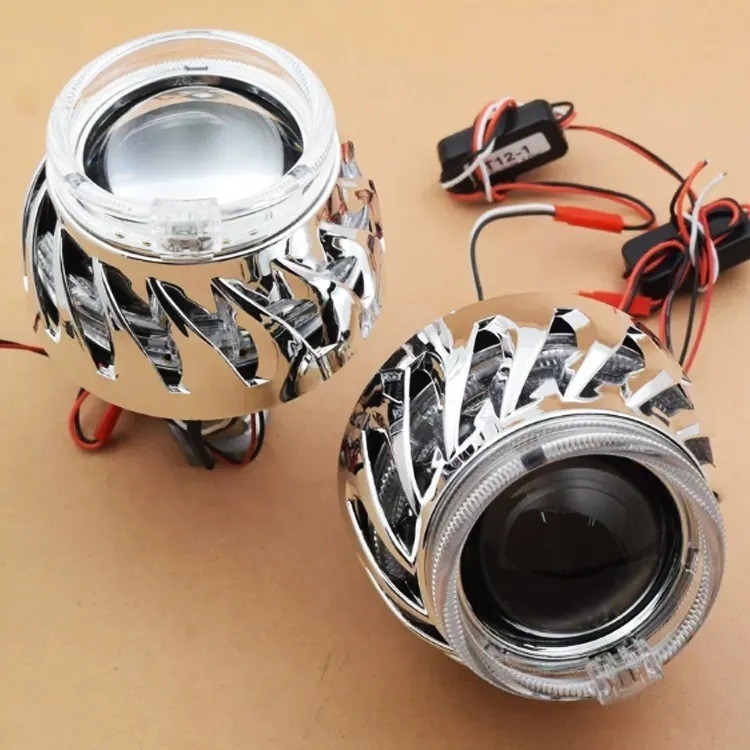 Faruri auto Iriver, marcă privată autorizată, cu carcasă integrată, ochi înger dubli și lentilă ochi de diavol rotund