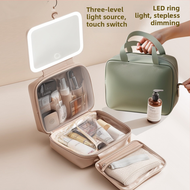 Utazási kozmetikai táska USB porttal, vízálló, száraz–nedves szétválasztás, bővítés, PU anyag