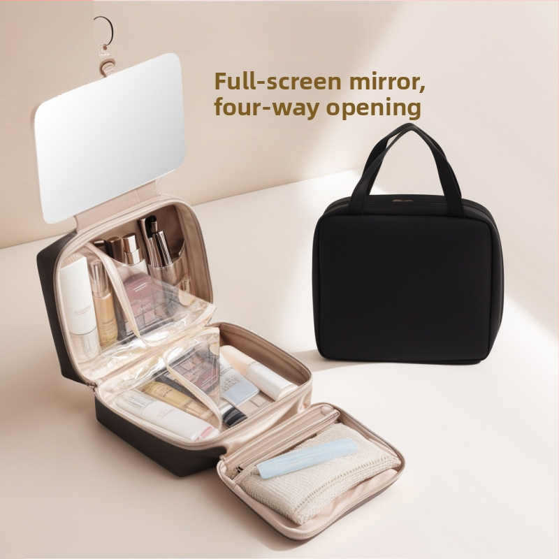 Utazási kozmetikai táska USB porttal, vízálló, száraz–nedves szétválasztás, bővítés, PU anyag