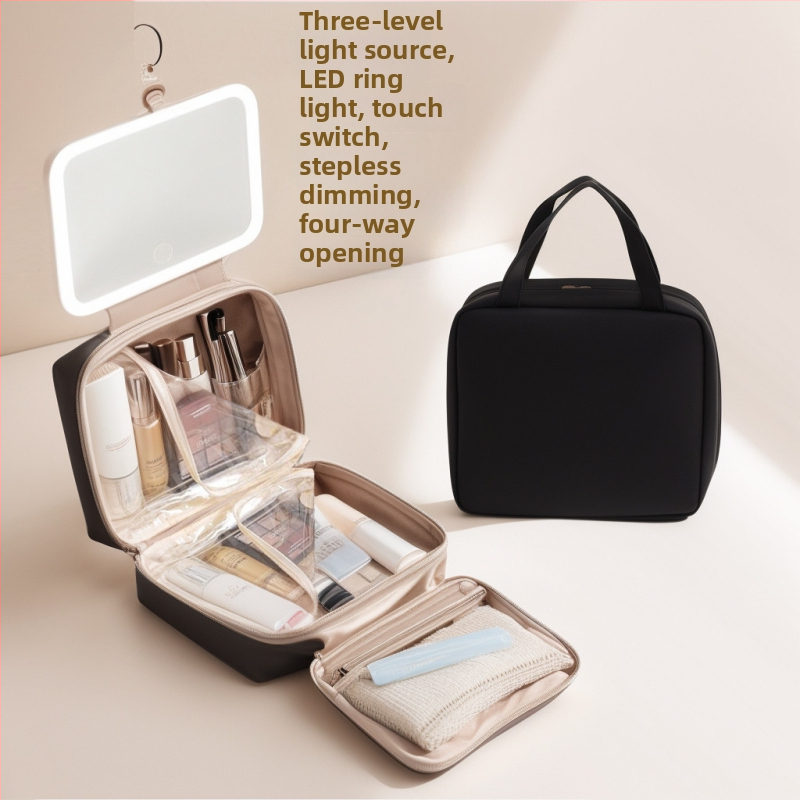 Utazási kozmetikai táska USB porttal, vízálló, száraz–nedves szétválasztás, bővítés, PU anyag