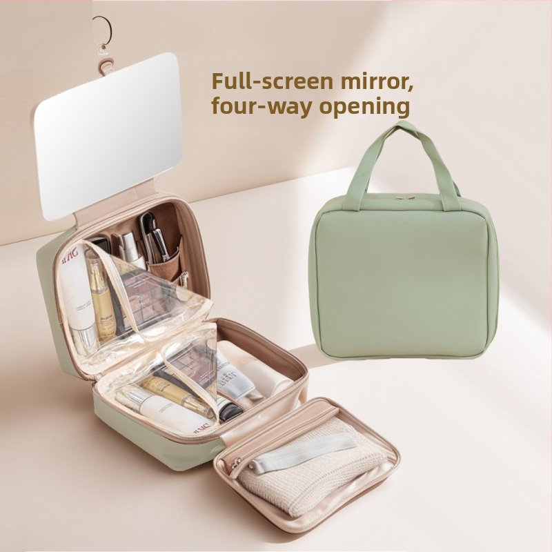 Utazási kozmetikai táska USB porttal, vízálló, száraz–nedves szétválasztás, bővítés, PU anyag