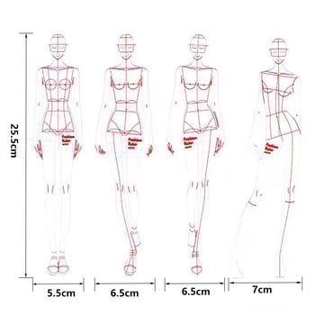 PVC модел линеал за модно рисуване — шаблон за човешка фигура за дизайн на облекло, инструмент за персонализирано скициране на фигури