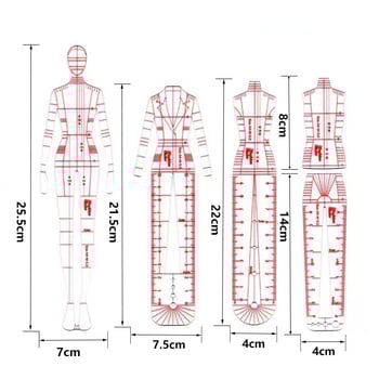 PVC модел линеал за модно рисуване — шаблон за човешка фигура за дизайн на облекло, инструмент за персонализирано скициране на фигури