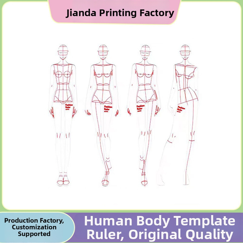 PVC modelová pravítka pre dizajn módy — šablóna humanoidnej figúry pre návrh odevov, prispôsobiteľný nástroj na skice bábik