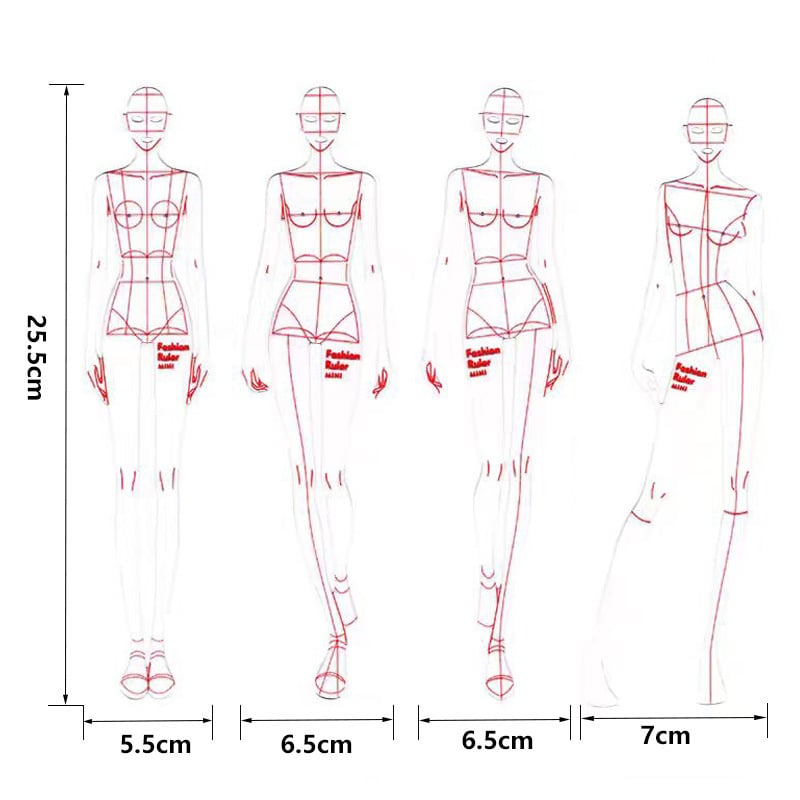 PVC модел линеал за модно рисуване — шаблон за човешка фигура за дизайн на облекло, инструмент за персонализирано скициране на фигури