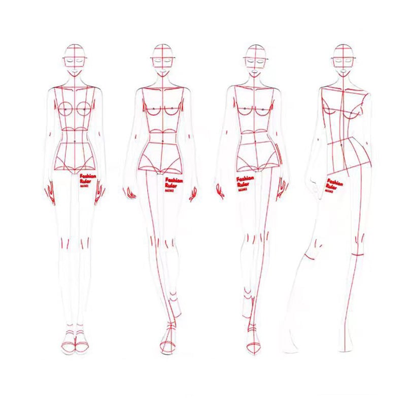 PVC модел линеал за модно рисуване — шаблон за човешка фигура за дизайн на облекло, инструмент за персонализирано скициране на фигури