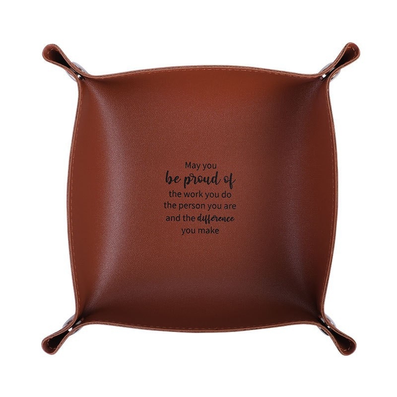 Сгъваема кожена тава със скрито закопчаване с тик-так в ъглите, кутия за съхранение на ключове за вход, удебелена PU кожа, устойчива на намачкване