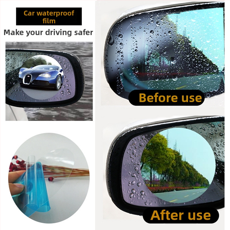 Fólia proti dažďu pre spätné zrkadlo automobilu - PET materiál, 0,12 mm hrúbka, 100% priepustnosť svetla, Model FD00, Spracovanie na mieru