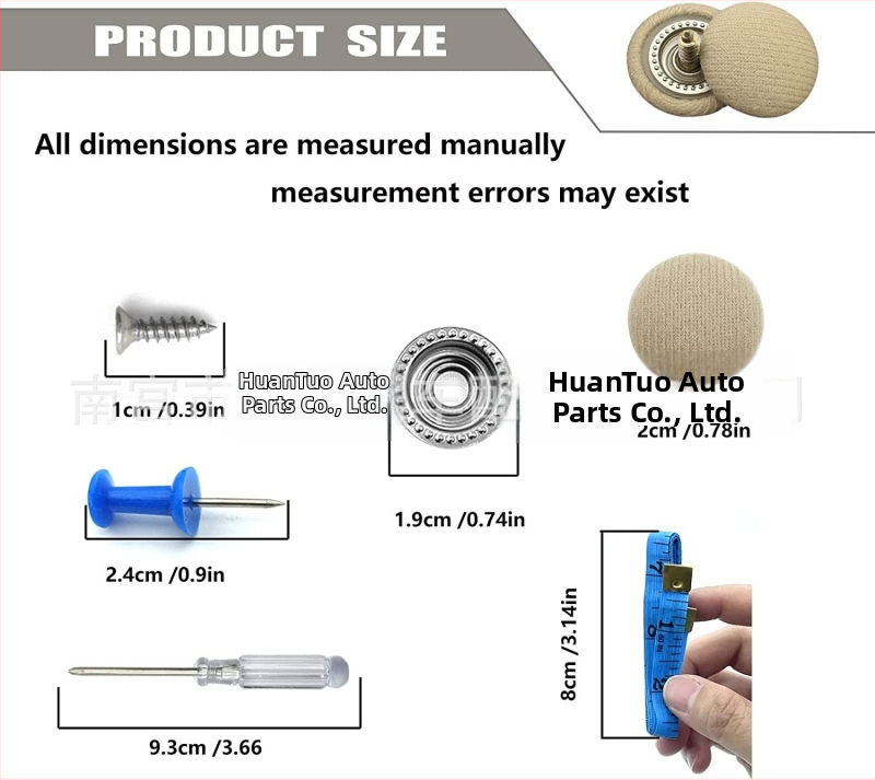 Κούμπωμα επισκευής οροφής αυτοκινήτου με ύφασμα και βίδες, παγκόσμια εφαρμογή, διαθέσιμη παραμετροποίηση