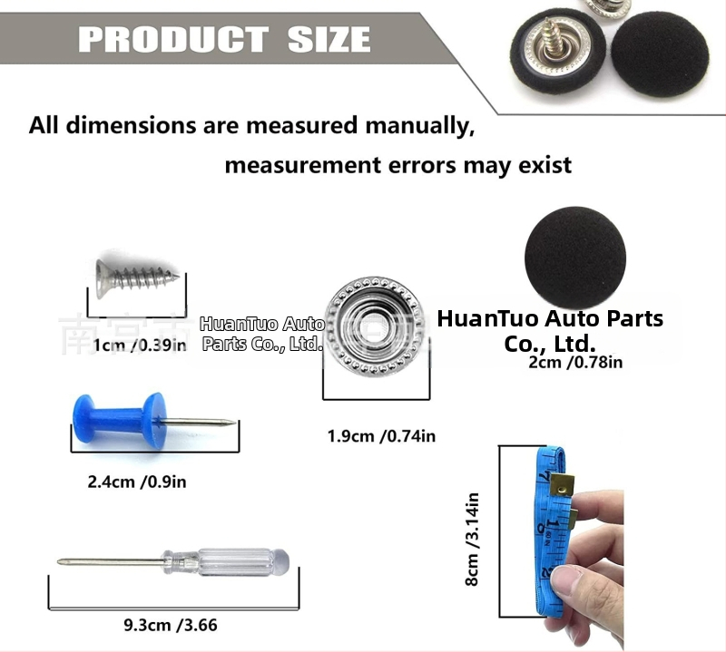 Κούμπωμα επισκευής οροφής αυτοκινήτου με ύφασμα και βίδες, παγκόσμια εφαρμογή, διαθέσιμη παραμετροποίηση