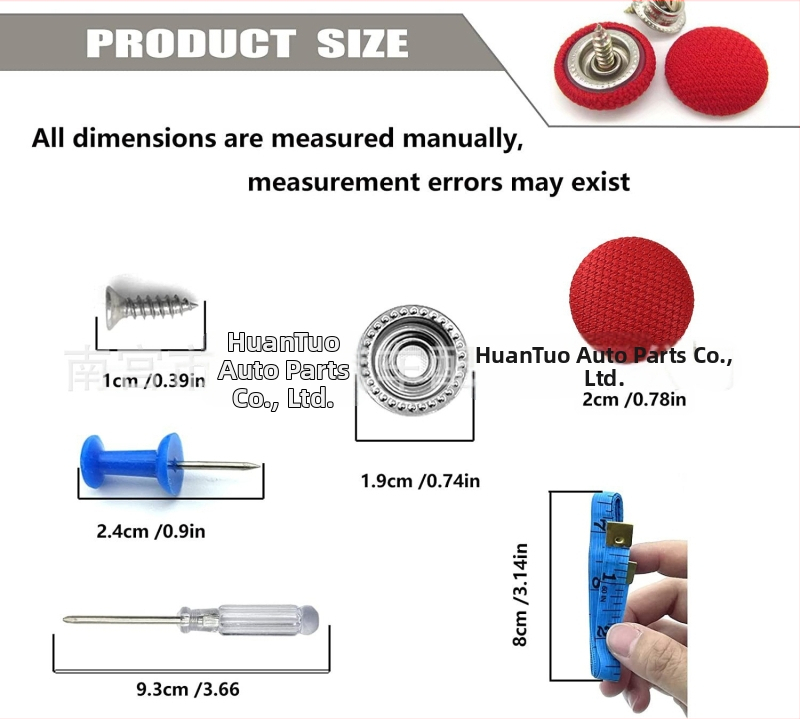 Κούμπωμα επισκευής οροφής αυτοκινήτου με ύφασμα και βίδες, παγκόσμια εφαρμογή, διαθέσιμη παραμετροποίηση