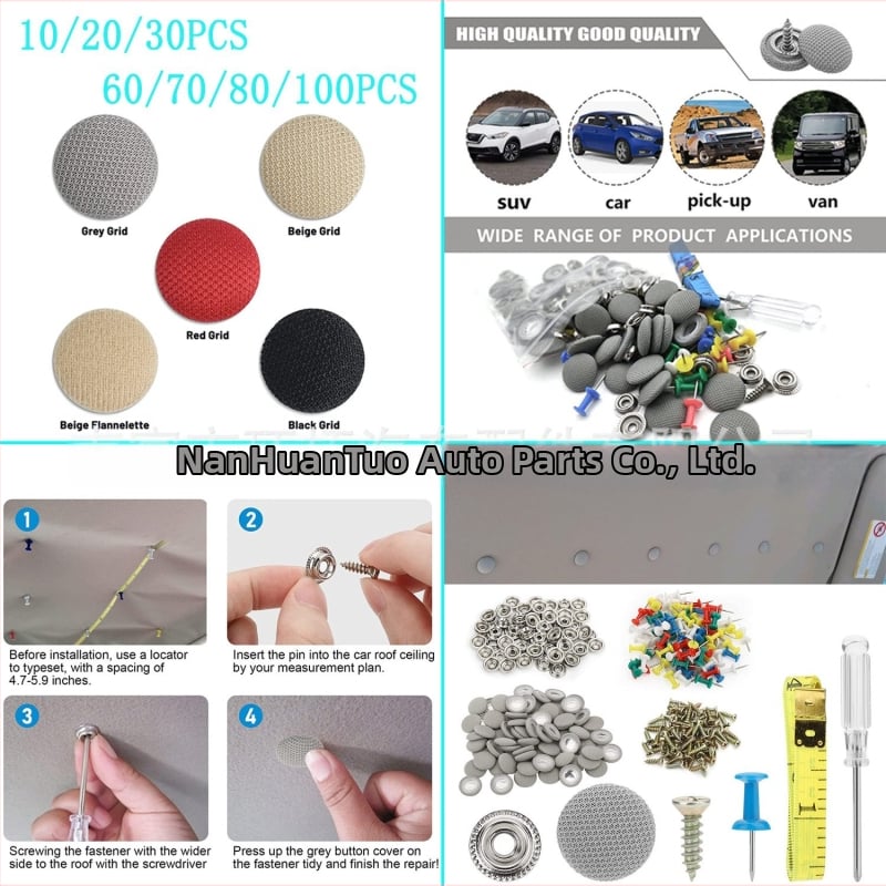 Κούμπωμα επισκευής οροφής αυτοκινήτου με ύφασμα και βίδες, παγκόσμια εφαρμογή, διαθέσιμη παραμετροποίηση