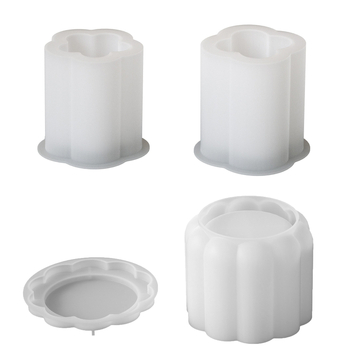 Formă din silicon pentru rășină și ipsos – design cilindric cu model floral pentru cupe de lumânare