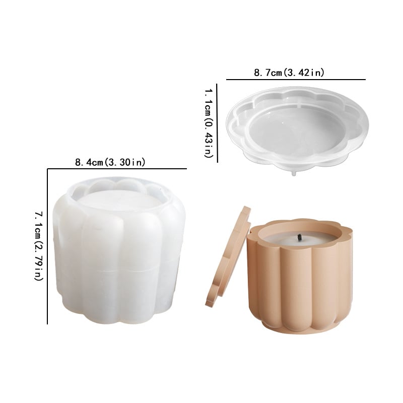 Formă din silicon pentru rășină și ipsos – design cilindric cu model floral pentru cupe de lumânare