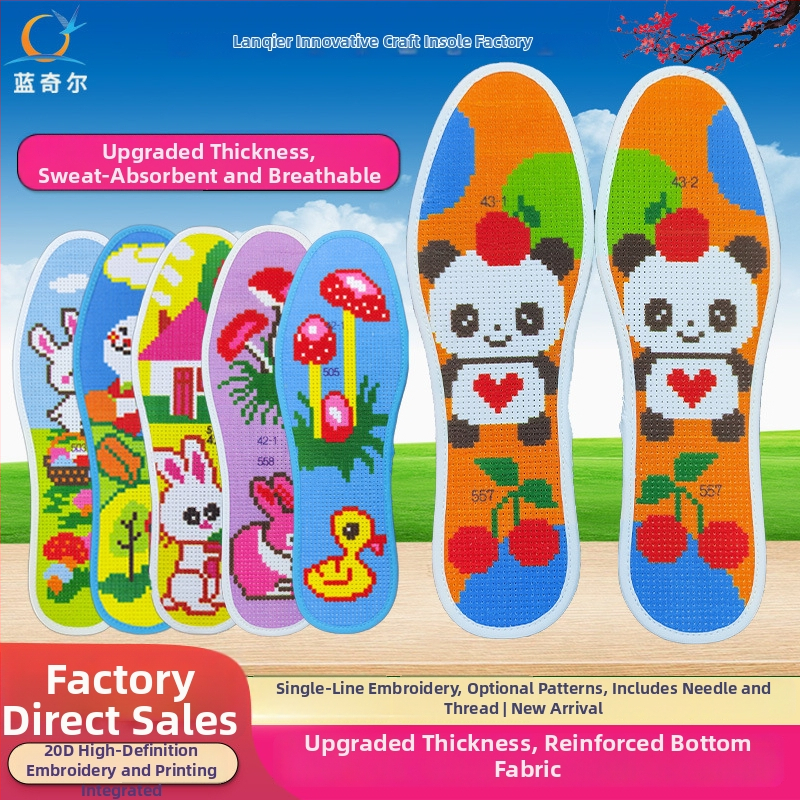 Talpă Lanzier cu broderie în cruce – din fetru, căptușită complet, absorbantă la transpirație, respirabilă, gata pentru broderie