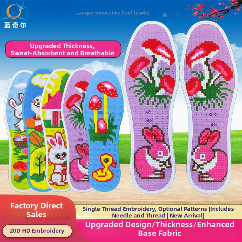 Talpă Lanzier cu broderie în cruce – din fetru, căptușită complet, absorbantă la transpirație, respirabilă, gata pentru broderie