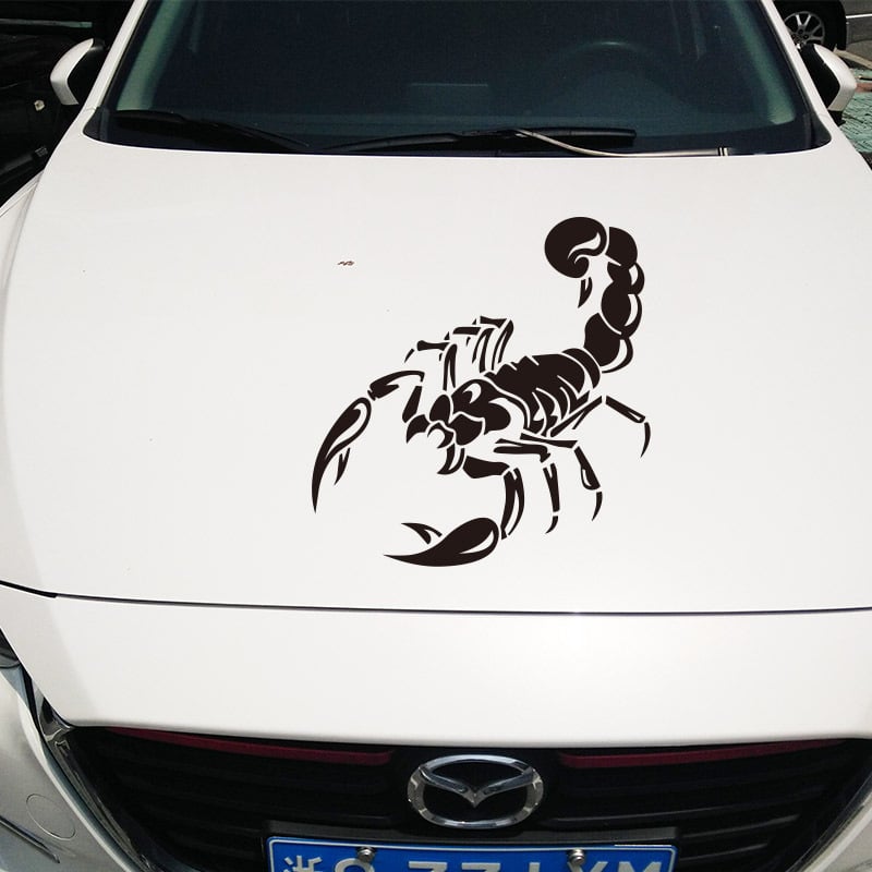 Naljepnica za karoseriju automobila, motiv škorpion, stil skulpture, PET materijal, prilagodljiv dizajn