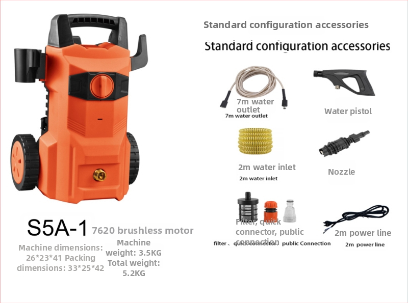 Stroj na umývanie áut, 1300 W, 220 V, model Q4, rozsah tlaku 2,5–25 MPa, vysokotlaký hadica 5 m, hadica na vodu 7 m