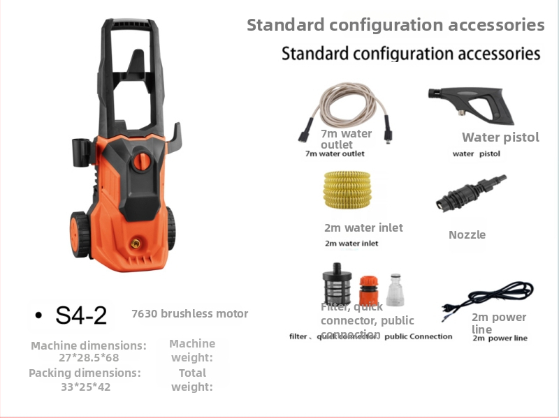 Stroj na umývanie áut, 1300 W, 220 V, model Q4, rozsah tlaku 2,5–25 MPa, vysokotlaký hadica 5 m, hadica na vodu 7 m