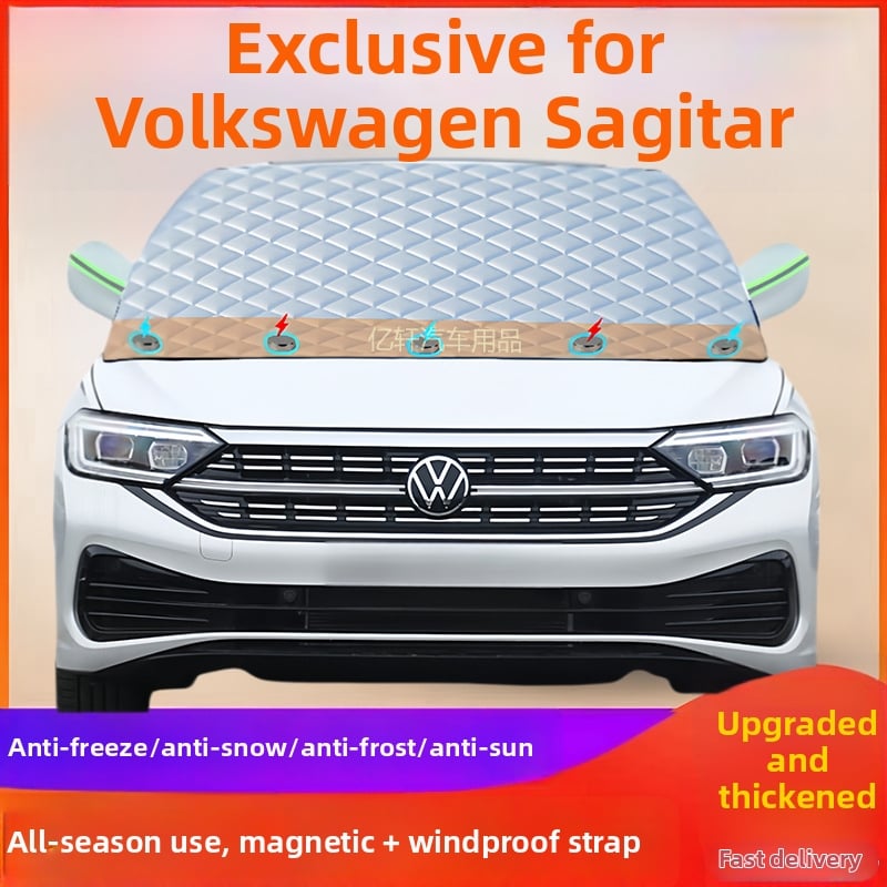 Kompatibilné s Volkswagen Sagitarom — hrubší kryt na sneh pre predné sklo, ochrana proti vetru, námraze a slnku, polopokrývka auta