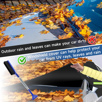 Зимна покривка за предното стъкло на автомобил, Oxford плат, телескопично монтиране, универсално приложение, 400 g, удължен стил