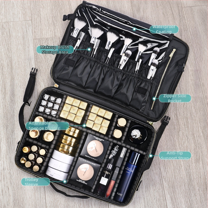 NICELAND fém kozmetikai táska, hordozható, nagy kapacitású; professzionális sminkmesterek és tetoválás eszközei tárolására; városi egyszerű stílus; neutrális mindkét nem számára