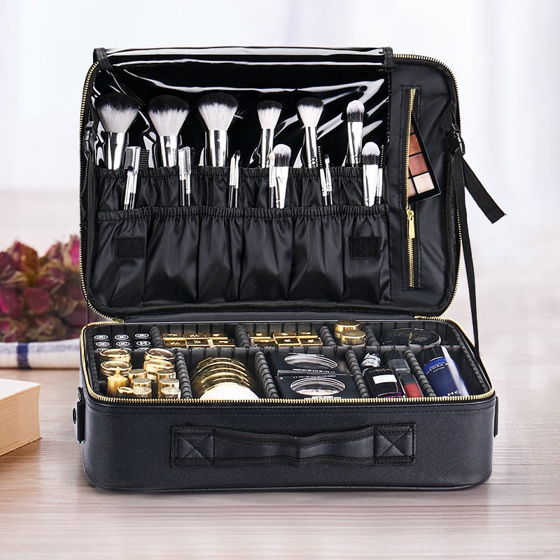NICELAND fém kozmetikai táska, hordozható, nagy kapacitású; professzionális sminkmesterek és tetoválás eszközei tárolására; városi egyszerű stílus; neutrális mindkét nem számára