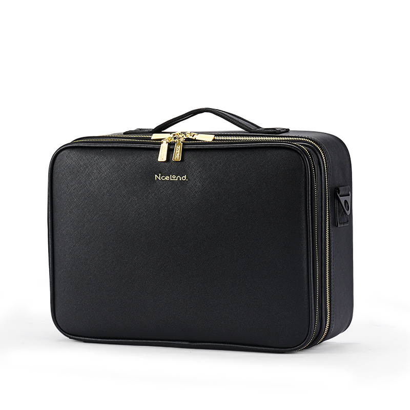 NICELAND fém kozmetikai táska, hordozható, nagy kapacitású; professzionális sminkmesterek és tetoválás eszközei tárolására; városi egyszerű stílus; neutrális mindkét nem számára
