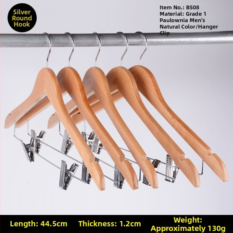 Drvena vješalica za odjeću, Stil Novi kineski stil, pogodna za odjeću, hlače i kravate, s mogućnošću prilagodbe, lansiranje proljeće 2022, kutija od 100 komada
