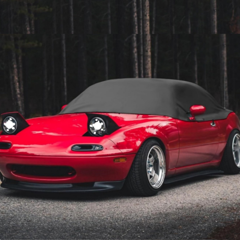 Polovičný kryt auta pre Mazda MX-5 s mäkkou strechou — Oxford tkanina, 450 g, štýl: hutný minimalistický, zabudovaná inštalácia, jednofarebný vzor