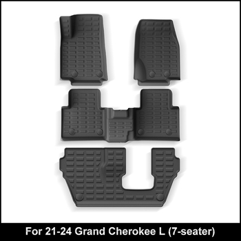 TPE set podnih prostirki za Jeep Grand Cherokee L, komplet s prostirkom za prtljažnik i jastukom stražnjeg naslona, poluzatvoren stil, namijenjeno za sedam sjedala, prilagodljivo