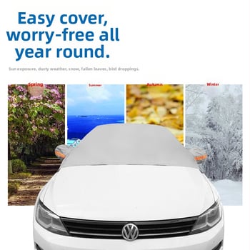Automobilový snehový kryt na predné sklo, PEVA s vypchávkou, univerzálny, montáž statickou páskou, s reflexnou pruhom