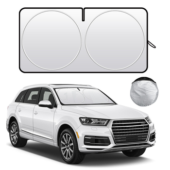 Auto suncobran za prednje staklo - Titanium Silver, ugradnja kartom, uzorak s logom marke, ispis logotipa, mogućnost prilagodbe