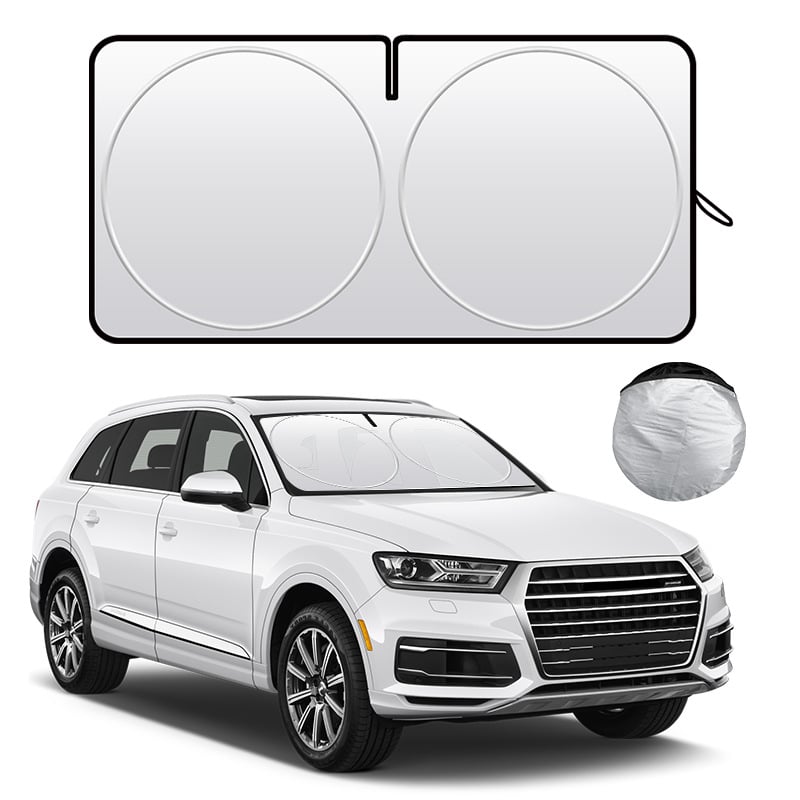 Auto suncobran za prednje staklo - Titanium Silver, ugradnja kartom, uzorak s logom marke, ispis logotipa, mogućnost prilagodbe