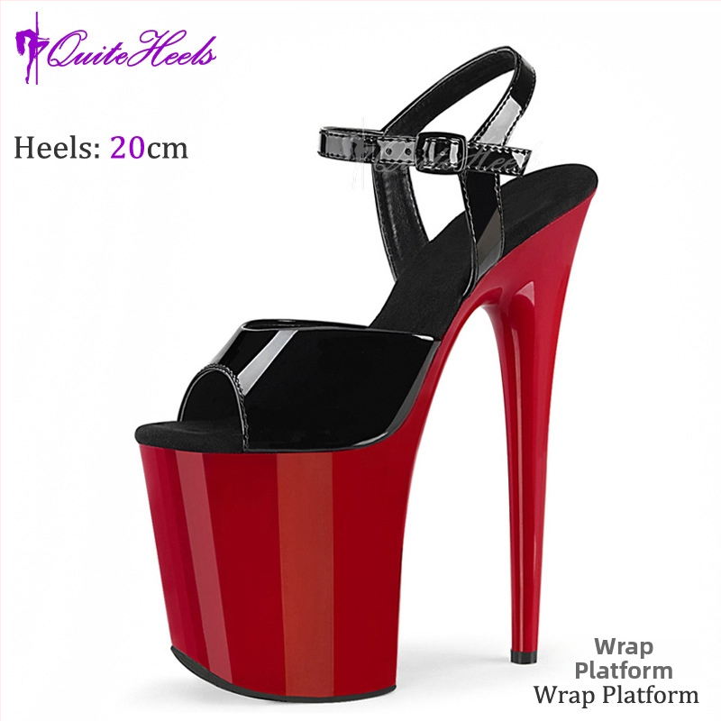Platform sandale s platformom od 20 cm, visoke potpetice za pole dance, zaobljeni vrh prsta, PU gornji dio, gumena potplata