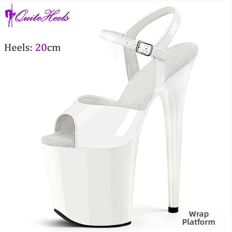 Platform sandale s platformom od 20 cm, visoke potpetice za pole dance, zaobljeni vrh prsta, PU gornji dio, gumena potplata