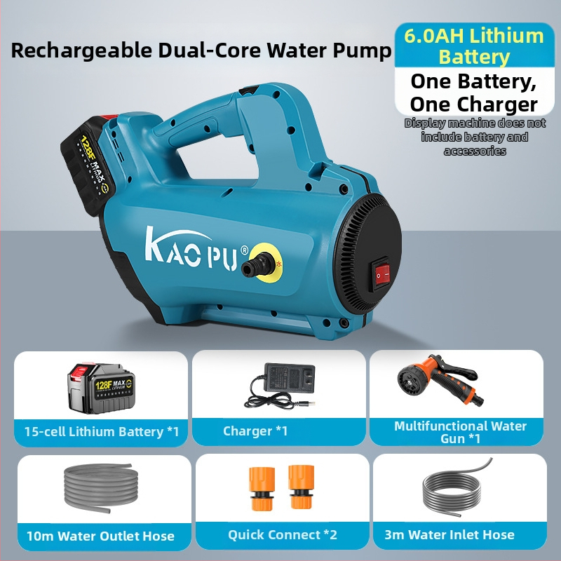 Pompa de apă portabilă cu baterie litiu – dual-core, 18V, 0.85 MPa, 2 kg