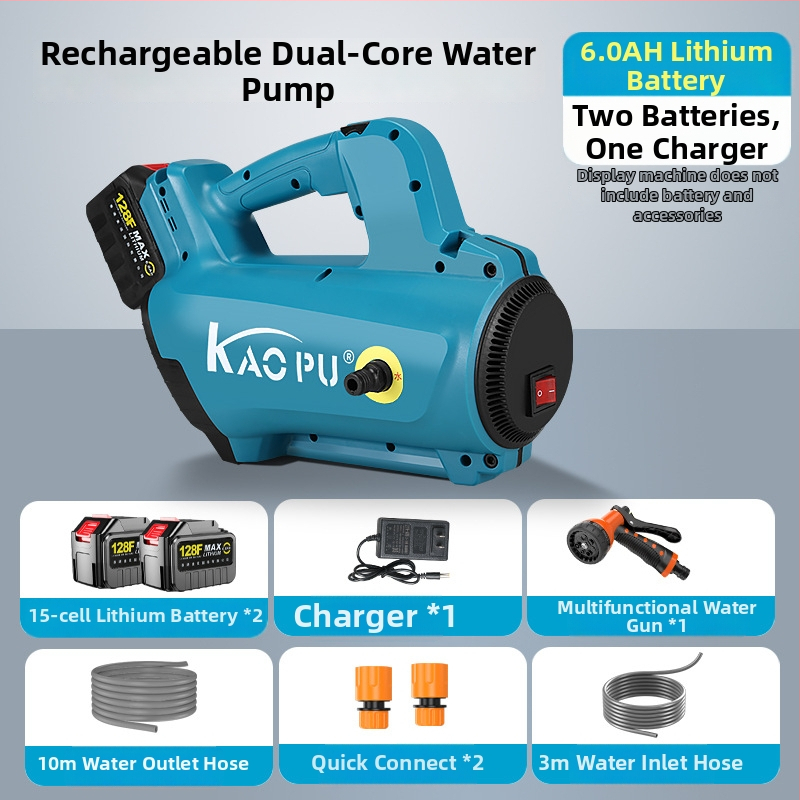 Pompa de apă portabilă cu baterie litiu – dual-core, 18V, 0.85 MPa, 2 kg