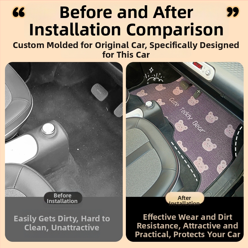 Auto podloga kompatibilna s Wuling Hongguang GAMEBOY, Silk-Loop rub, PVC protuklizna, dekorativni unutarnji dizajn s mini crtanim likom