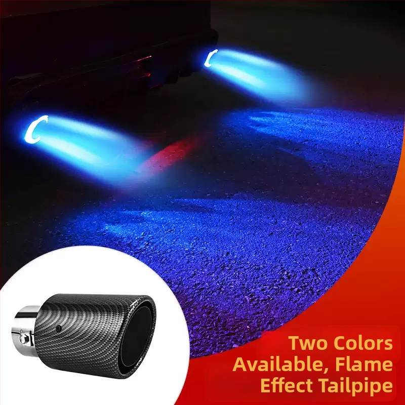 Autó kipufogócső világítással — egyenes végződésű cső, láng- és kipufogófény, dekoratív fény karbon szálas mintázattal (Márka: Golden Splendor; Testreszabás: Igen; Saját márka: Nem)