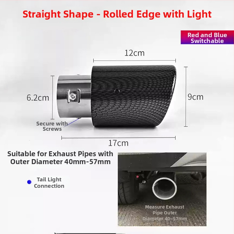 Autó kipufogócső világítással — egyenes végződésű cső, láng- és kipufogófény, dekoratív fény karbon szálas mintázattal (Márka: Golden Splendor; Testreszabás: Igen; Saját márka: Nem)