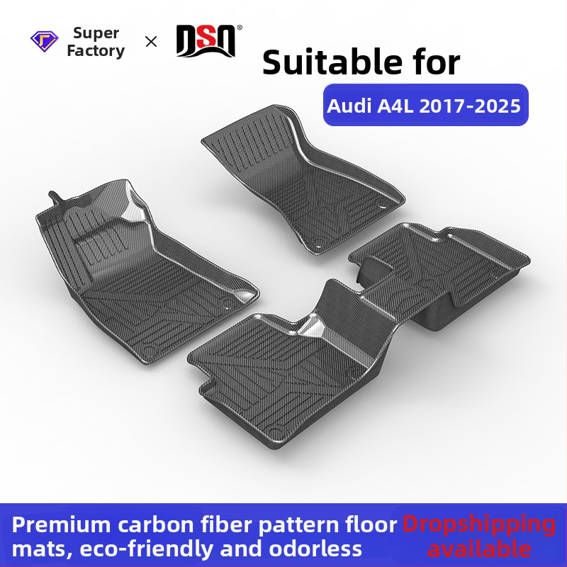 Prostirke za pod za Audi A4L Avant (2017–2024), TPE, ekološki, bez mirisa, uzorak karbonskih vlakana
