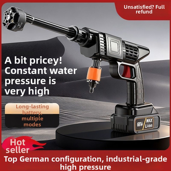 Vezeték nélküli autómosó készülék, nagy nyomású vízpuskával, hordozható, ABS műanyag fúvóka