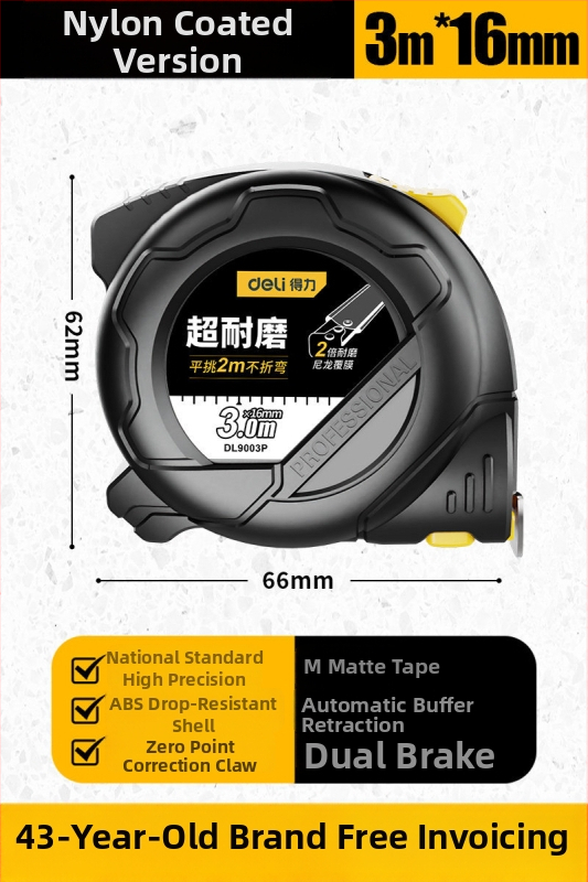 Pásová meracia pravítka DL9003 od Deli — ABS telo, vysoká presnosť, všeobecné použitie, merací rozsah 2 m