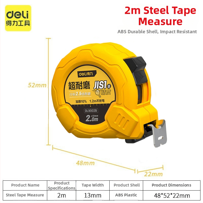 Pásová meracia pravítka DL9003 od Deli — ABS telo, vysoká presnosť, všeobecné použitie, merací rozsah 2 m